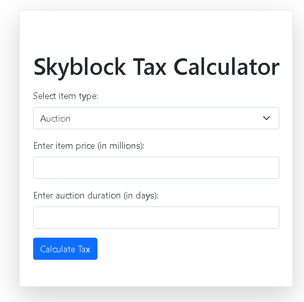 Hypixel Auction Tax Calculator